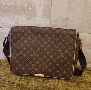 LV Monogram Leather Abbesses Messenger Bag